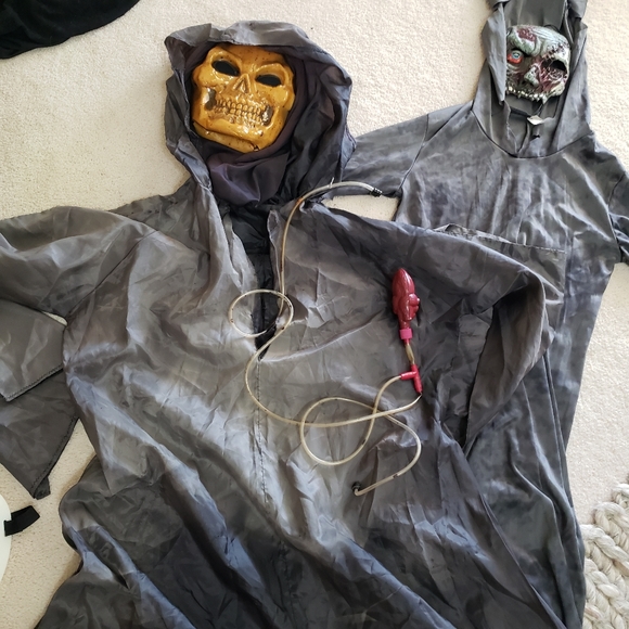 SAME DAY  Halloween Scary Costumes Set bloody face Skelton Jason Mask and Zombie - Picture 2 of 8